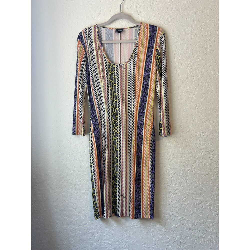 Just Cavalli Y2K Multicolor Snake Stripe Sheath Dress IT 46 US 10 Italy